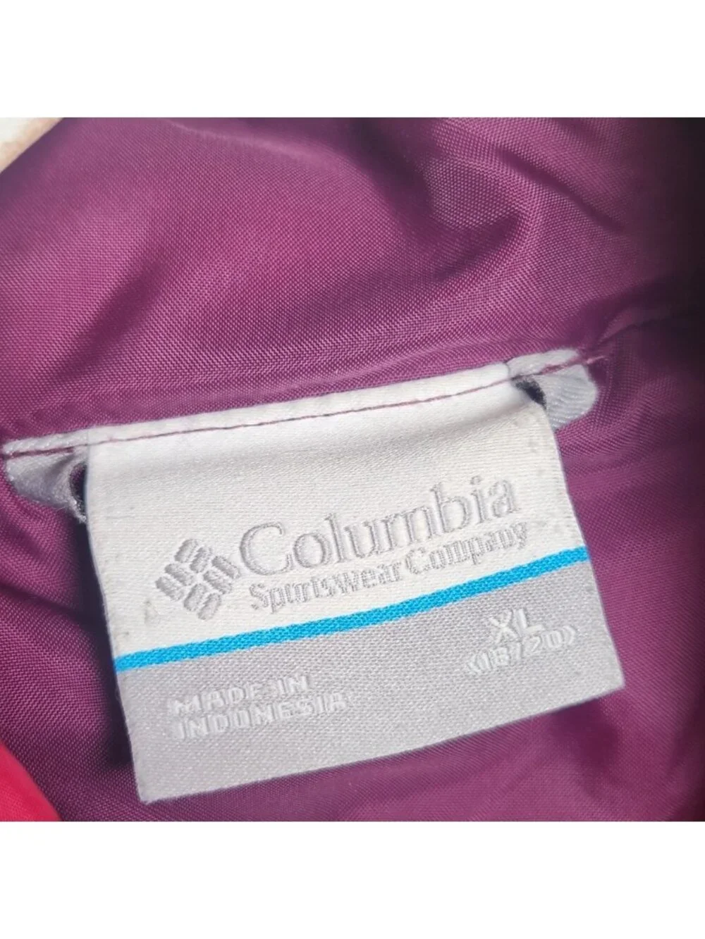 Columbia Sportswear Hooded Puffer Jacket Pink Purple Colorblock XL 18/20 Kids